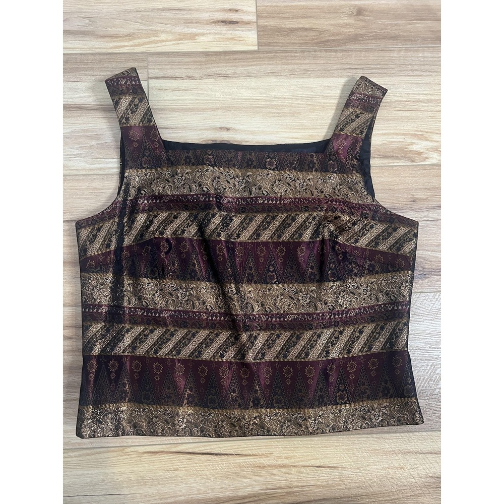 VTG W12 Red Gold‎ Evening Top Whimsigoth Renaissance Rengency 90s Cocktail Indie